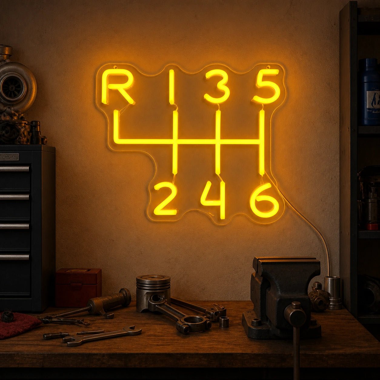 Manual Gearbox Shift Pattern Vintage LED Neon Sign - Shineneon