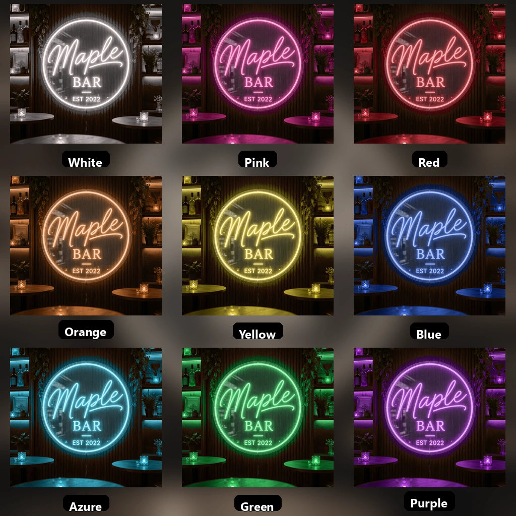 Maple Bar Est LED Neon Sign - 05 Color Grid