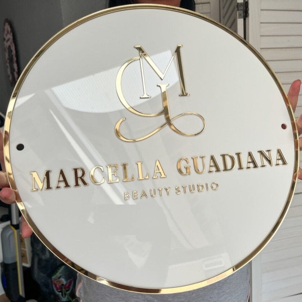 Marcella Beauty Studio Acrylic Business Logo Sign - Shineneon