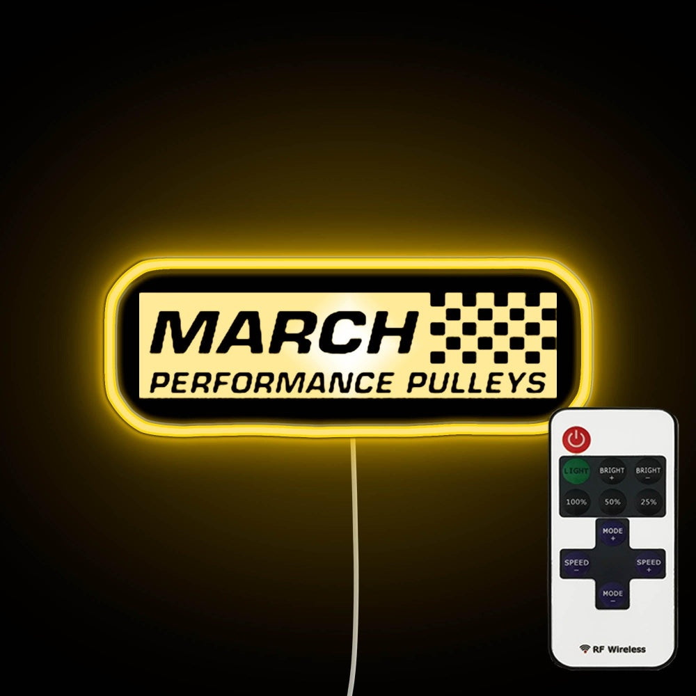 March Performance Pulleys Neon Sign - Custom LED neon sign front view