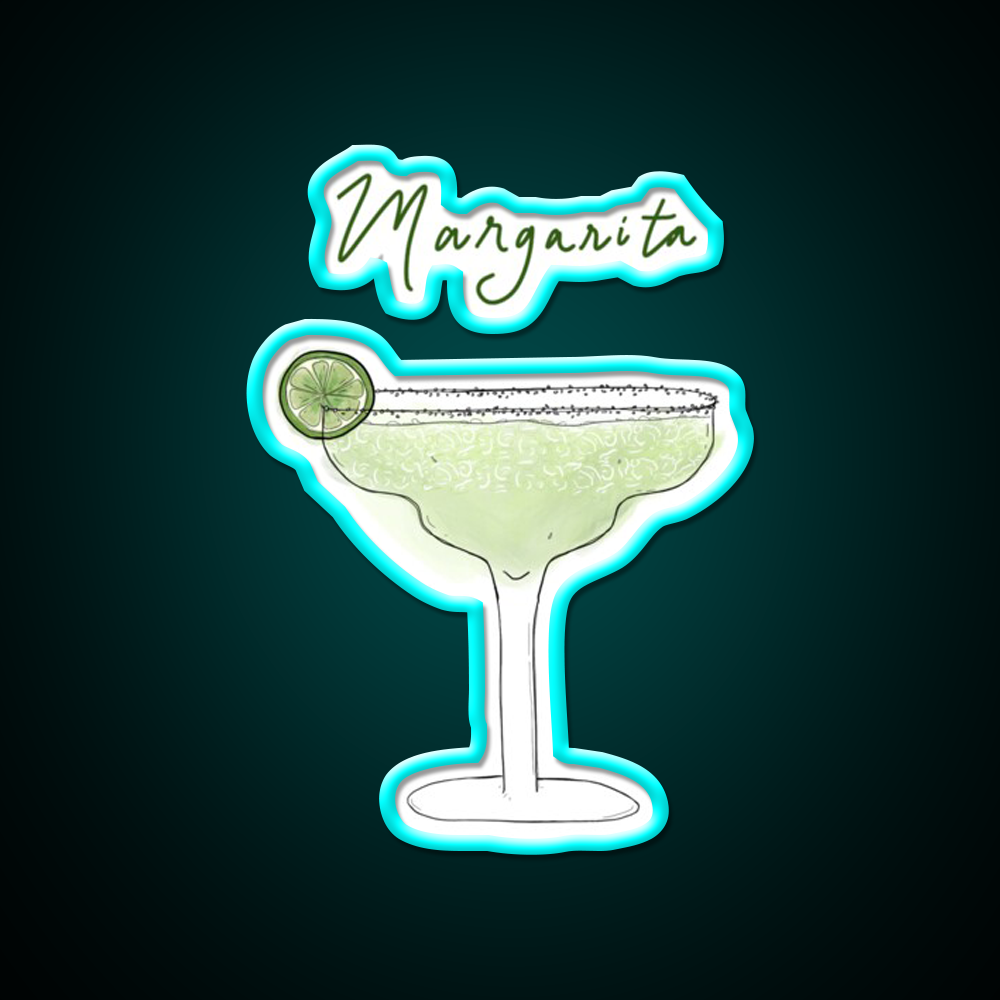 Margarita Cocktail Bar Decor Led Neon Sign Drink Wall Art Rgb Color - Size and dimension reference
