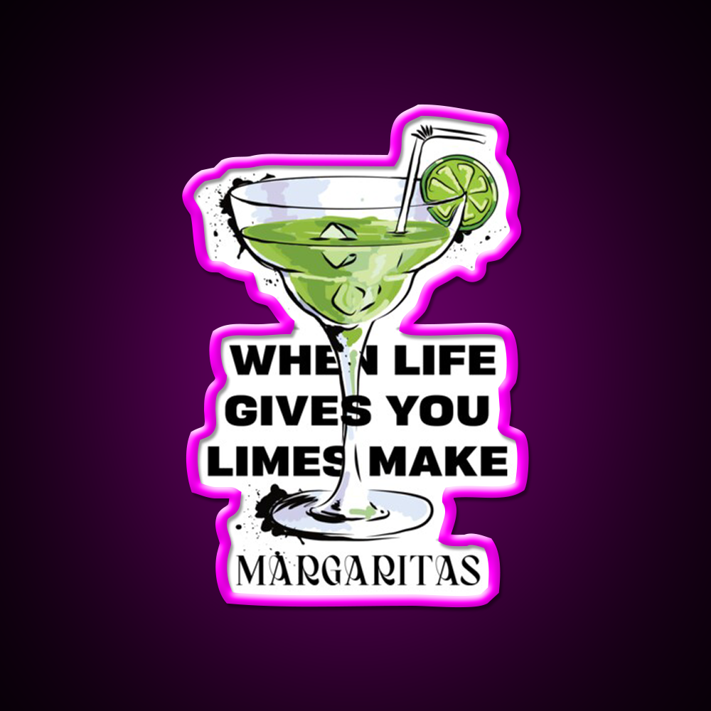 Margarita Cocktail Bar Decor Led Neon Sign For Cocktail Lovers Rgb Color - Neon sign mounted on wall in room