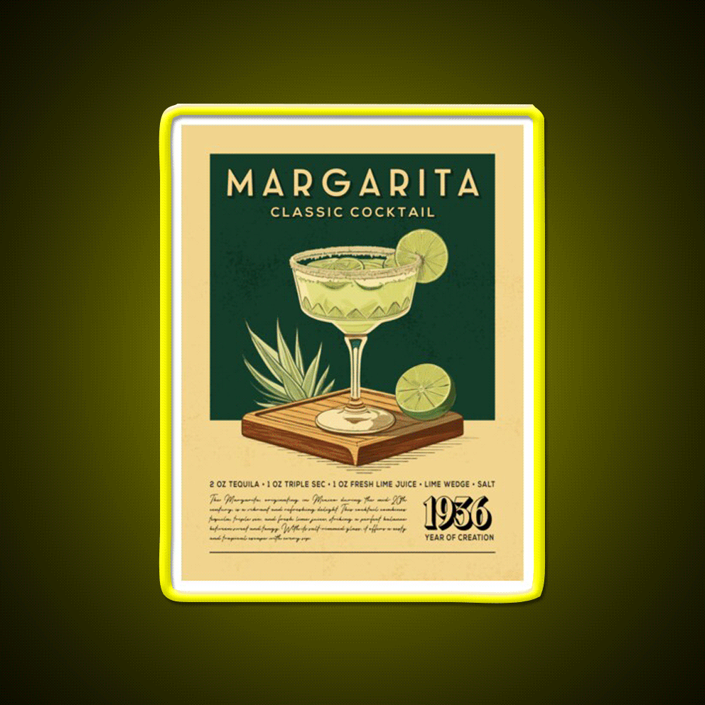 Margarita Cocktail Vintage Cocktail Bar Decor Led Neon Sign Rgb Color - Custom LED neon sign front view