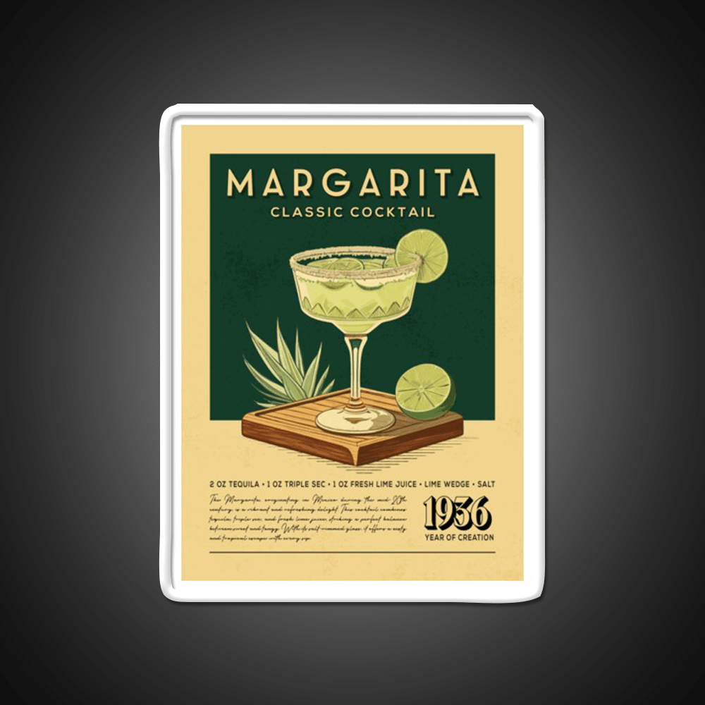 Margarita Cocktail Vintage Recipe Poster Party Drink Tequila Led Neon Sign Rgb Color - Shineneon