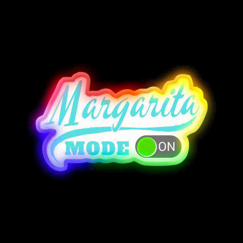 Margarita Mode On Party Drink Tequila Led Neon Sign Rgb Color - LED neon sign close-up detail