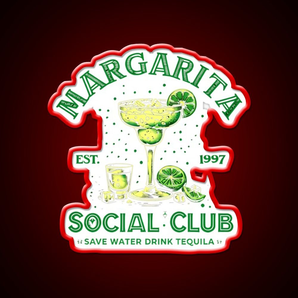 Margarita Social Club Cocktail Tequila Party Drink Tequila Led Neon Sign Rgb Color - Shineneon
