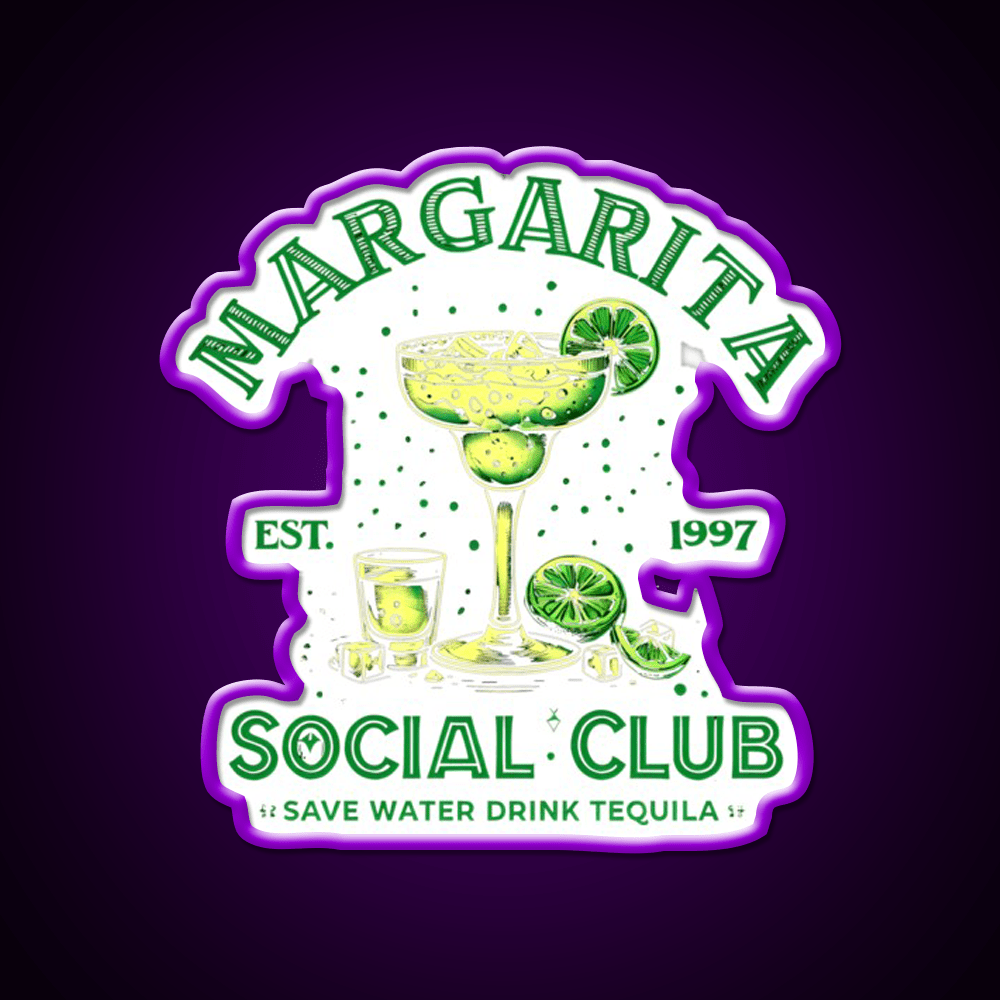 Margarita Social Club Cocktail Tequila Party Drink Tequila Led Neon Sign Rgb Color - Shineneon