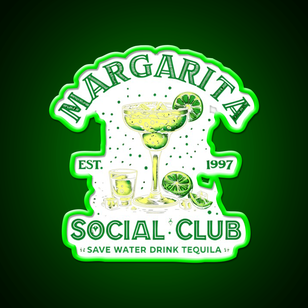 Margarita Social Club Cocktail Tequila Party Drink Tequila Led Neon Sign Rgb Color - Shineneon