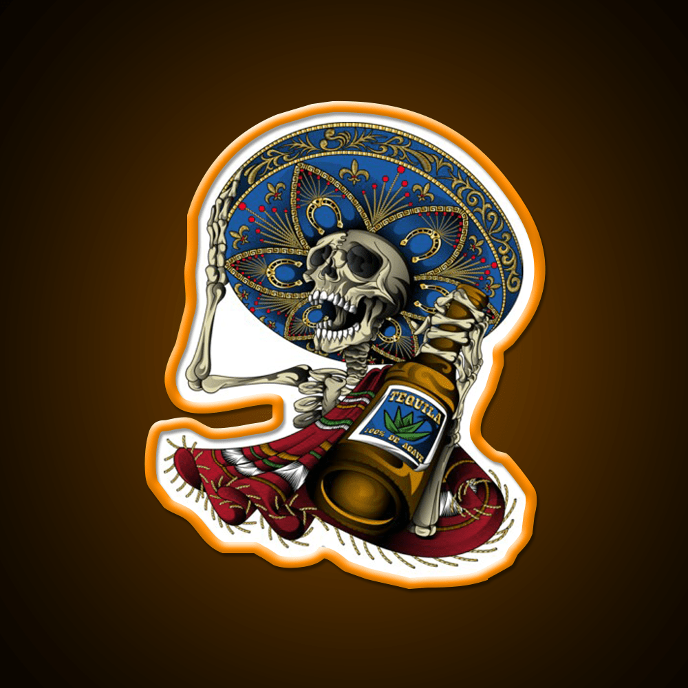 Mariachi Aztec Day Of The Dead Party Drink Tequila Led Neon Sign Rgb Color - Shineneon