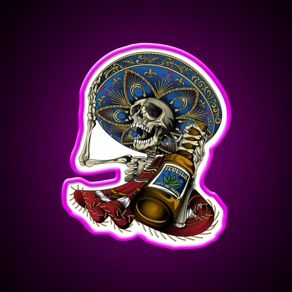 Mariachi Aztec Day Of The Dead Party Drink Tequila Led Neon Sign Rgb Color - Shineneon