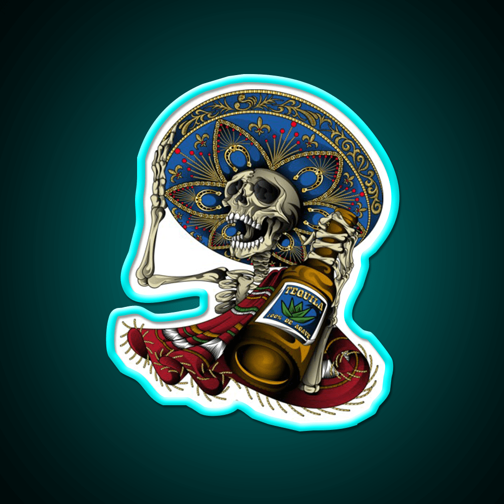 Mariachi Aztec Day Of The Dead Party Drink Tequila Led Neon Sign Rgb Color - Shineneon