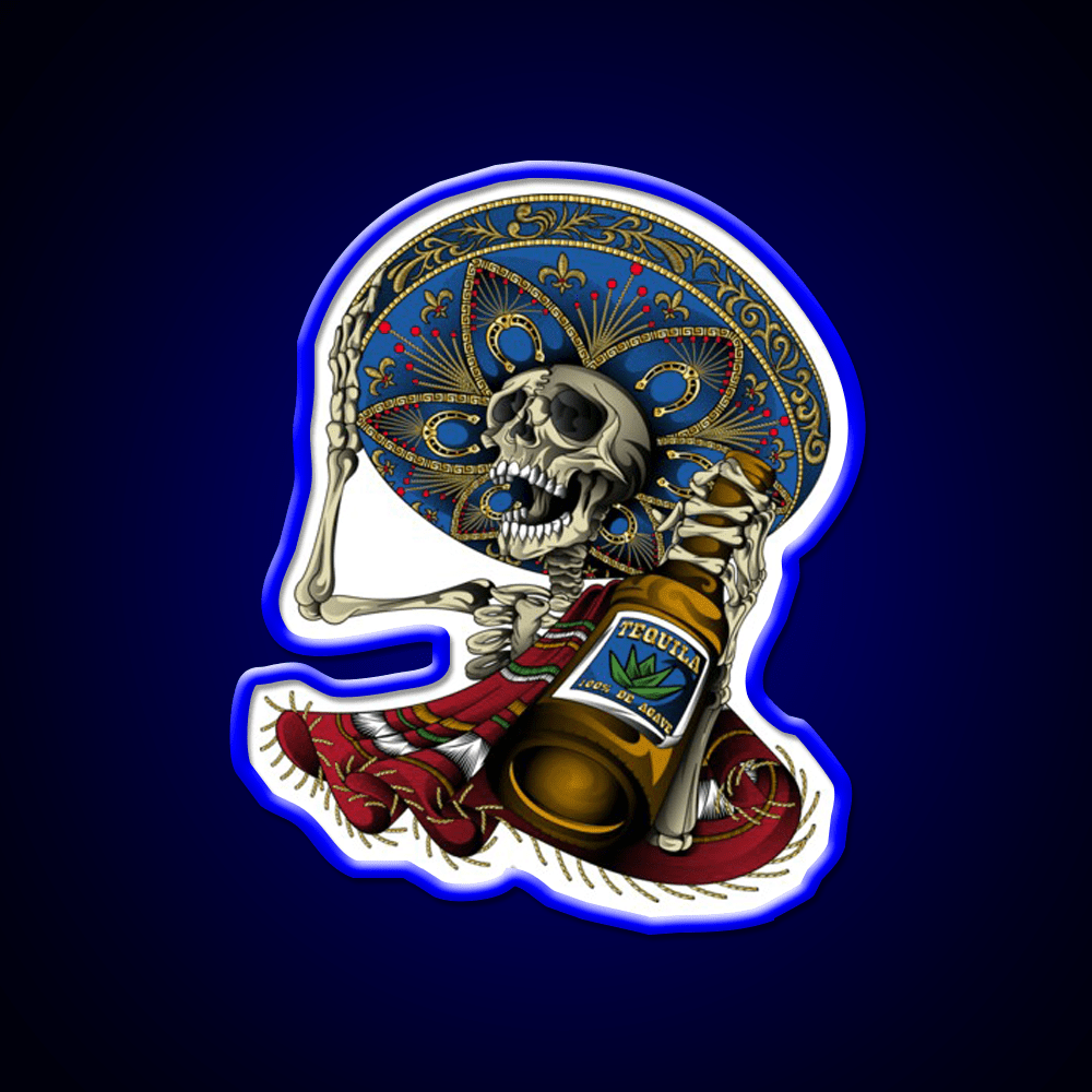 Mariachi Aztec Day Of The Dead Party Drink Tequila Led Neon Sign Rgb Color - Shineneon