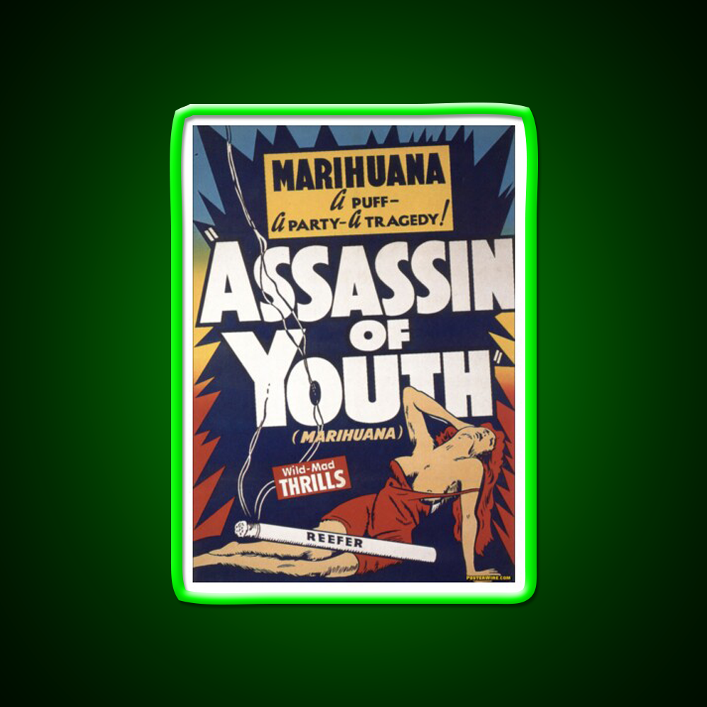 Marihuana Assassin Of Youth Hemp Inspired Green Leaf Led Neon Sign Rgb Color - LED neon sign view 8
