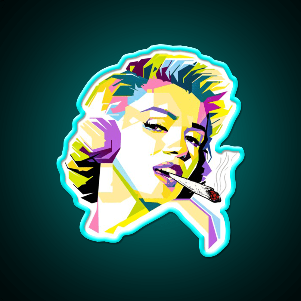 Marilyn Monroe Pop Art Cartoon Hemp Inspired Green Leaf Led Neon Sign Rgb Color - Shineneon