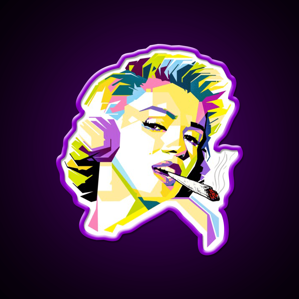Marilyn Monroe Pop Art Cartoon Hemp Inspired Green Leaf Led Neon Sign Rgb Color - Shineneon