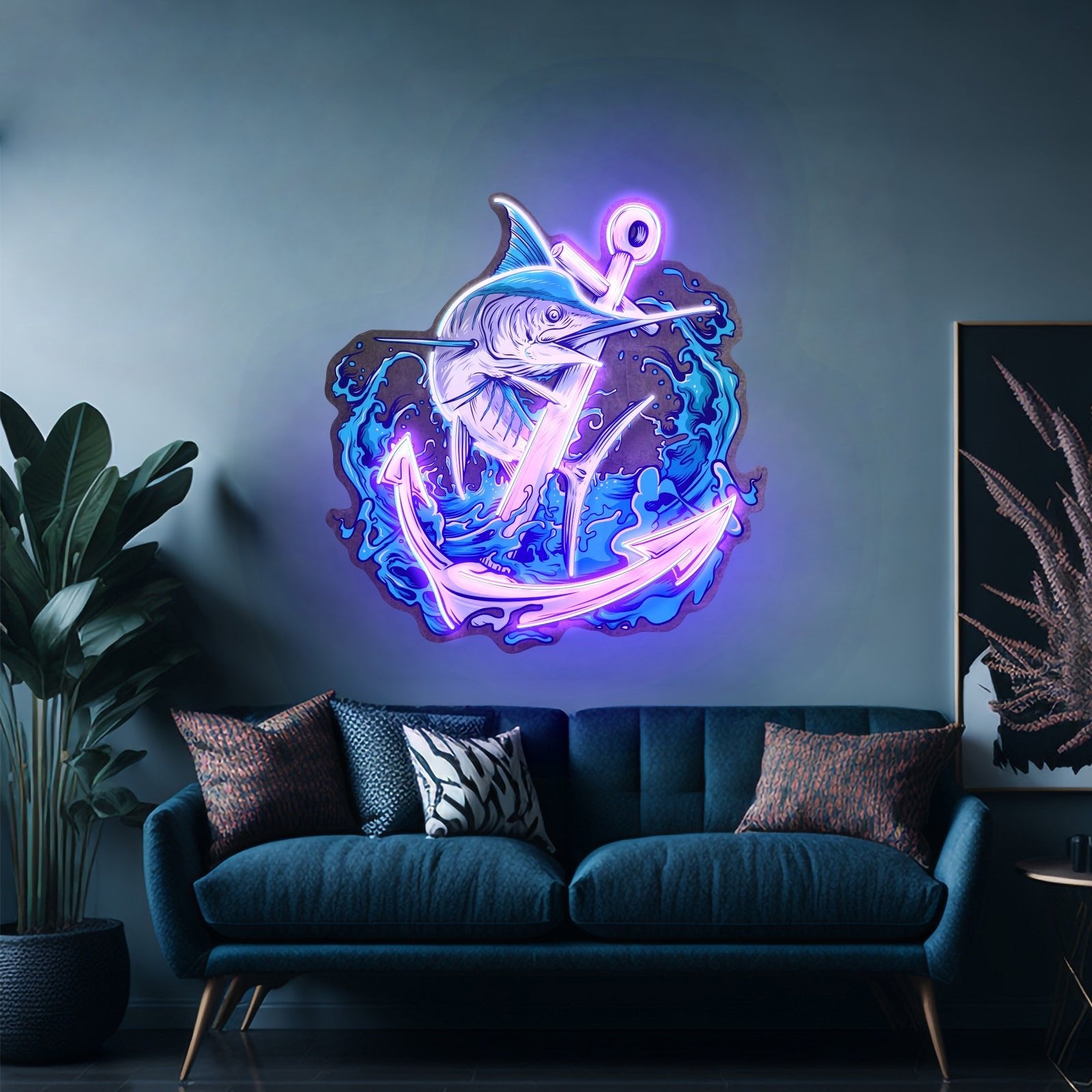 Marlin Fish With Anchor Led Neon Sign Light Custom Led Signs - Shineneon