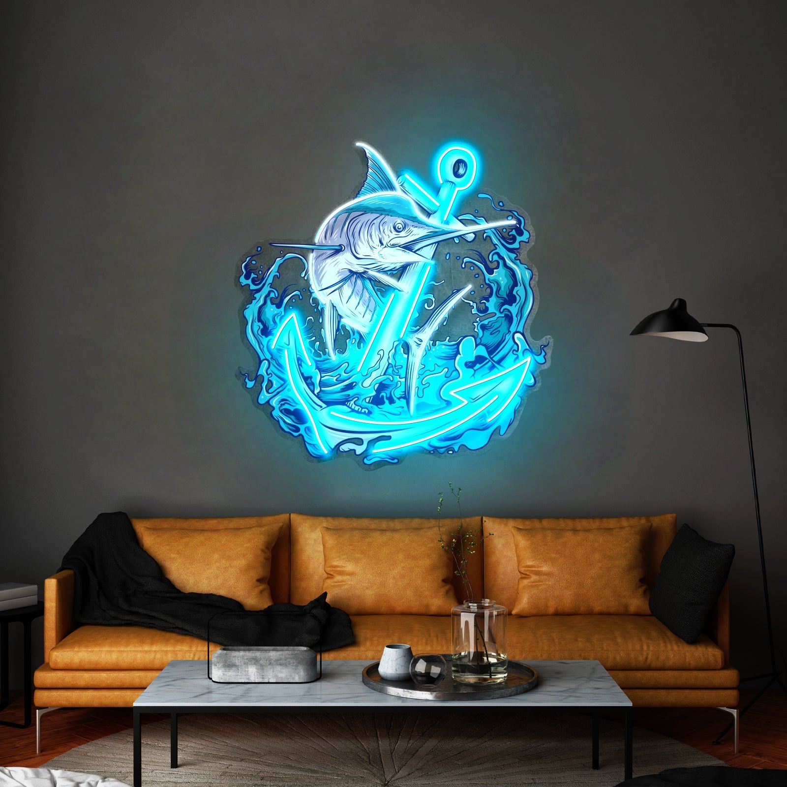Marlin Fish With Anchor Led Neon Sign Light Custom Led Signs - Shineneon