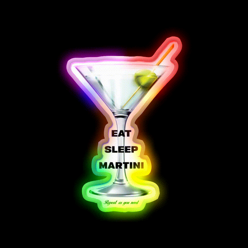 Martini Cocktail Bar Decor Led Neon Sign For Cocktail Lovers Rgb Color - LED neon sign close-up detail