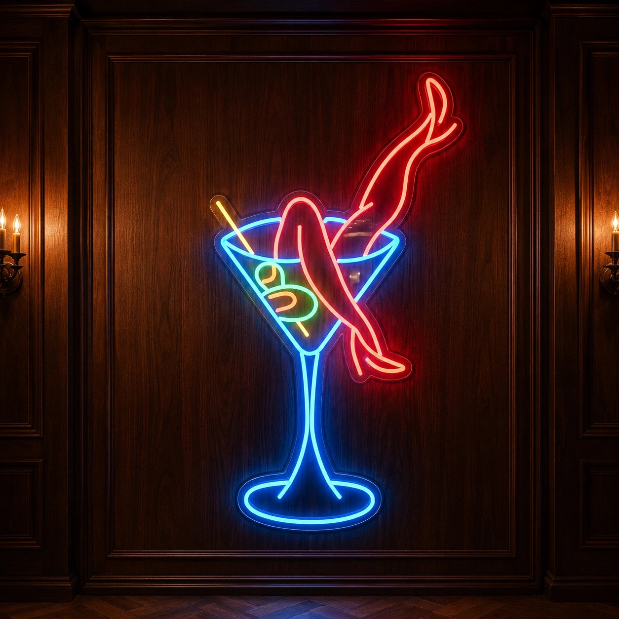Martini Glass With Crossed Legs LED Neon Sign high-converting product image