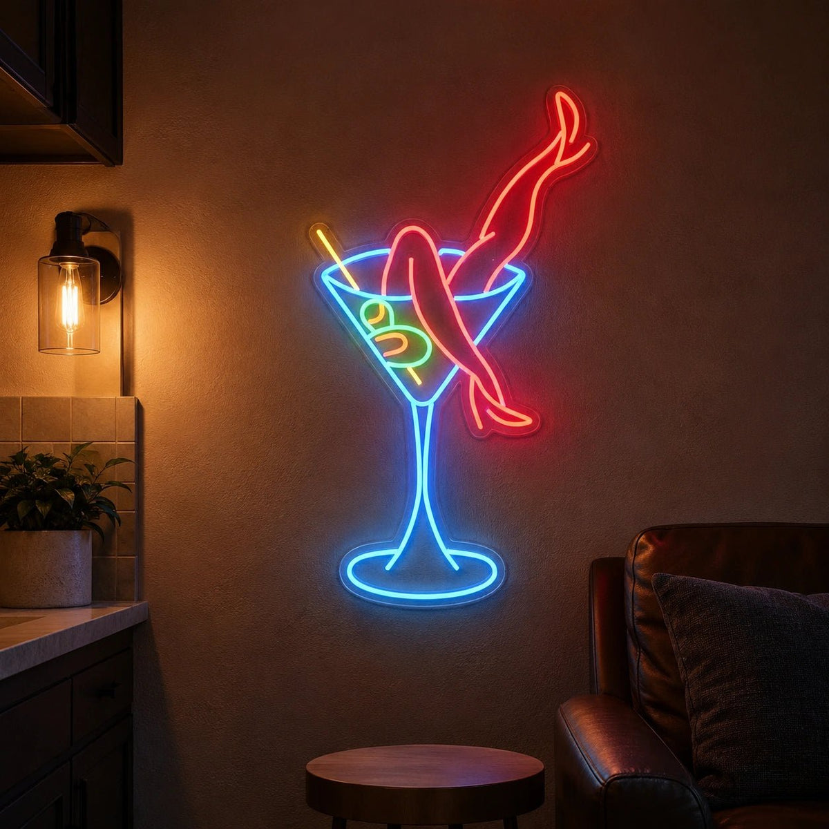 Martini Glass With Crossed Legs LED Neon Sign - Shineneon