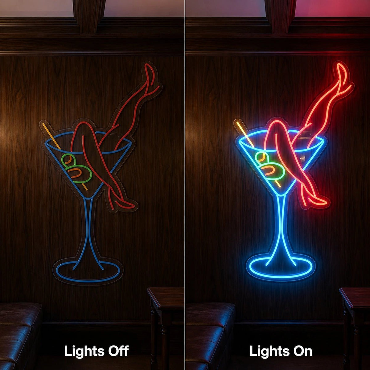 Martini Glass With Crossed Legs LED Neon Sign - Shineneon