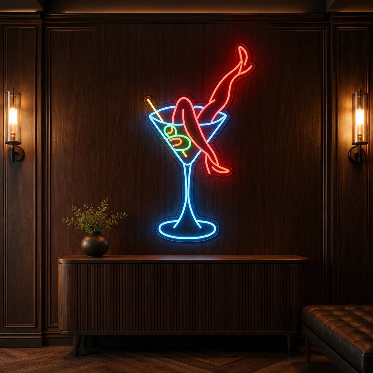 Martini Glass With Crossed Legs LED Neon Sign - Shineneon