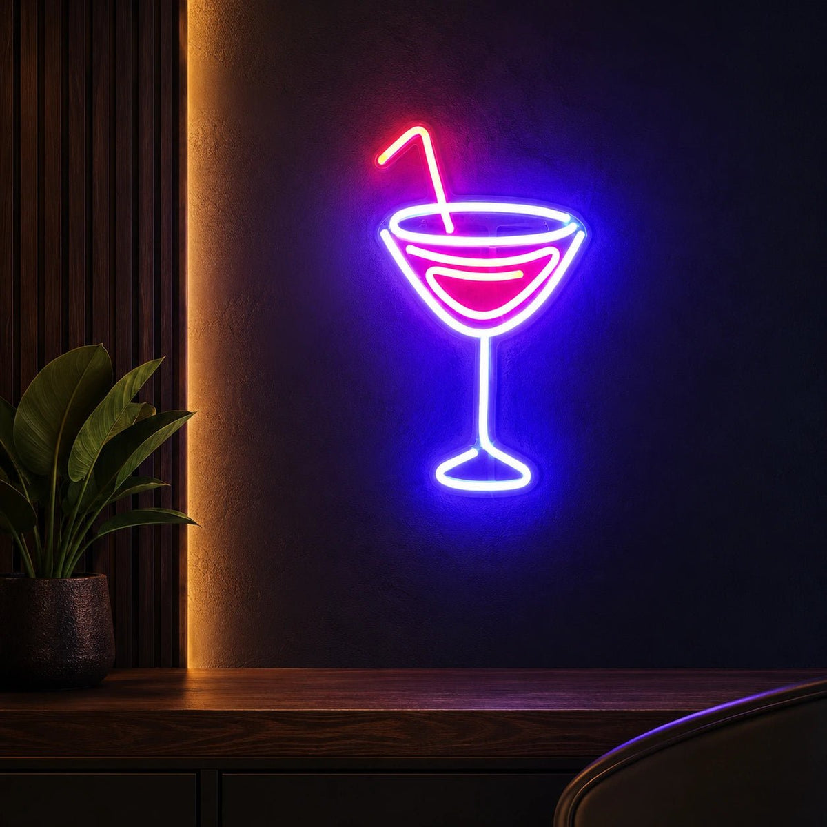 Martini Glass With Straw LED Neon Sign - Shineneon