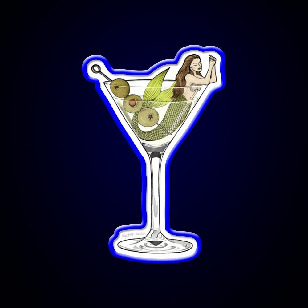 Martini Mermaid Cocktail Bar Decor Led Neon Sign Rgb Color - Shineneon