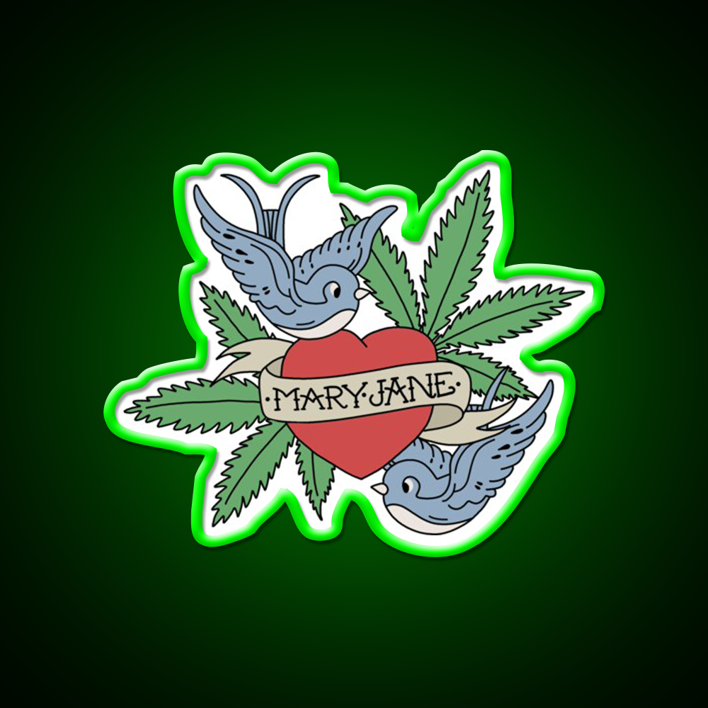 Mary Jane Hemp Inspired Green Leaf Led Neon Sign Rgb Color - LED neon sign view 8