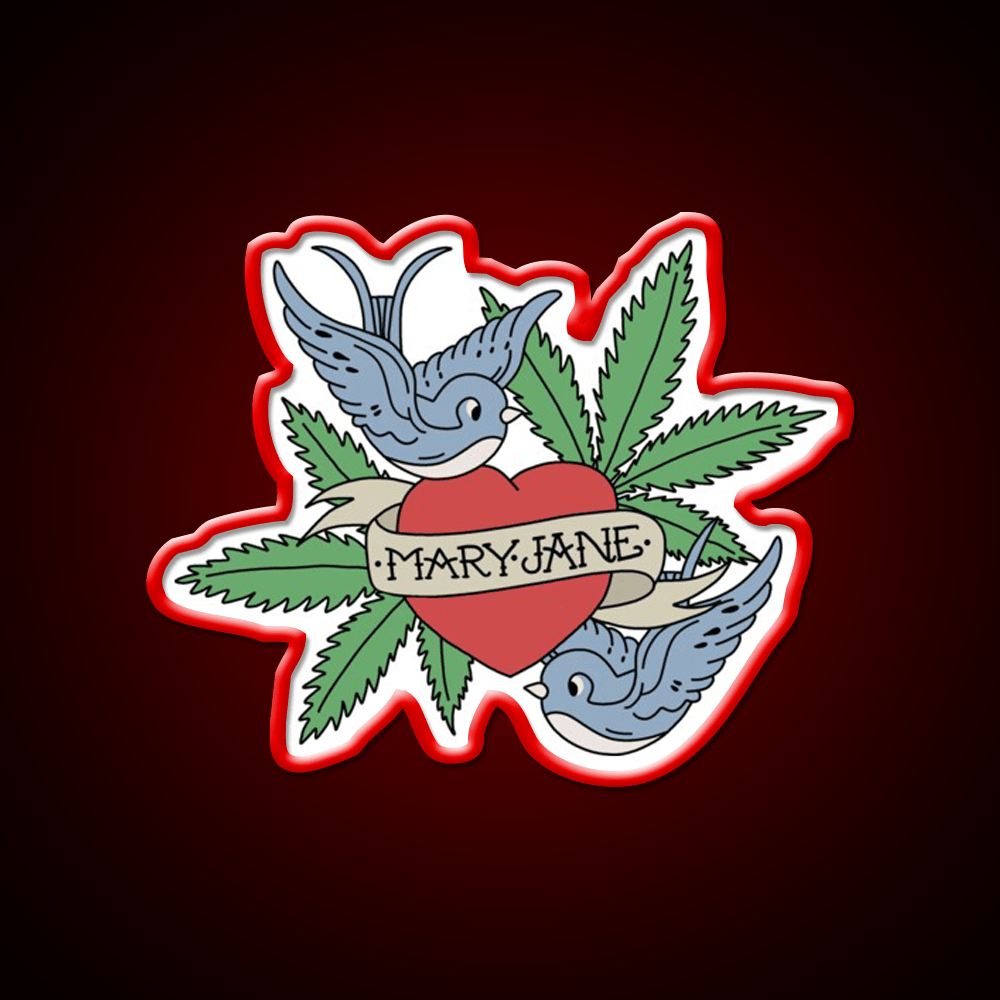 Mary Jane Hemp Inspired Green Leaf Led Neon Sign Rgb Color - Shineneon