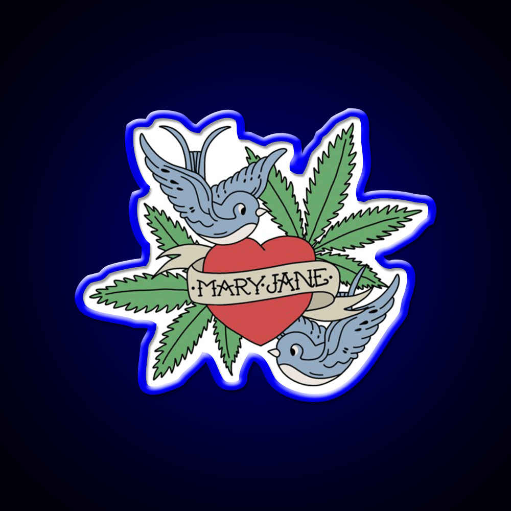 Mary Jane Hemp Inspired Green Leaf Led Neon Sign Rgb Color - Shineneon