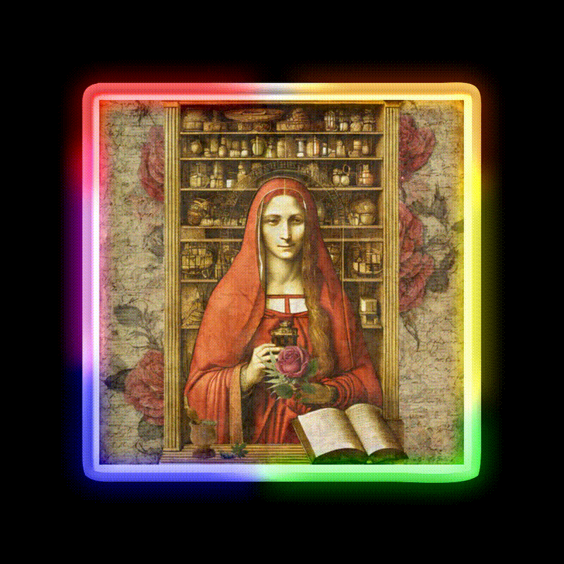 Mary Magdalene Apothecary Hemp Inspired Green Leaf Led Neon Sign Rgb Color - LED neon sign close-up detail