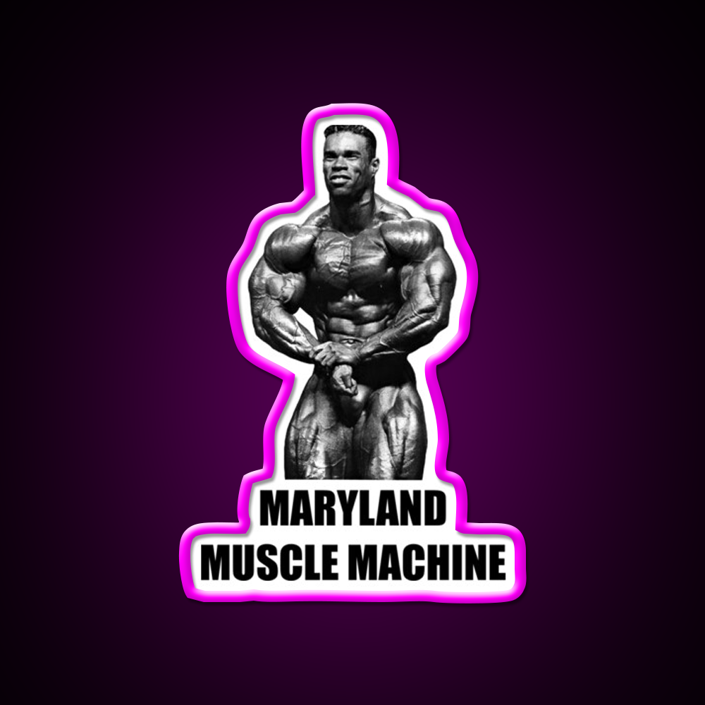 Maryland Muscle Machine Gym Fitness Led Neon Sign Rgb Color - Neon sign mounted on wall in room