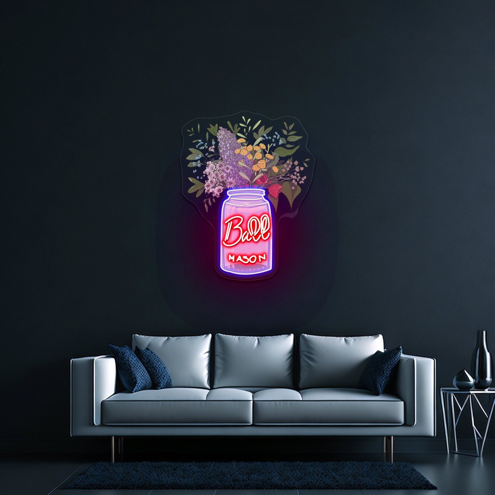 Mason Jar Floral Cottagecore Artwork Neon Bar Signs - Shineneon