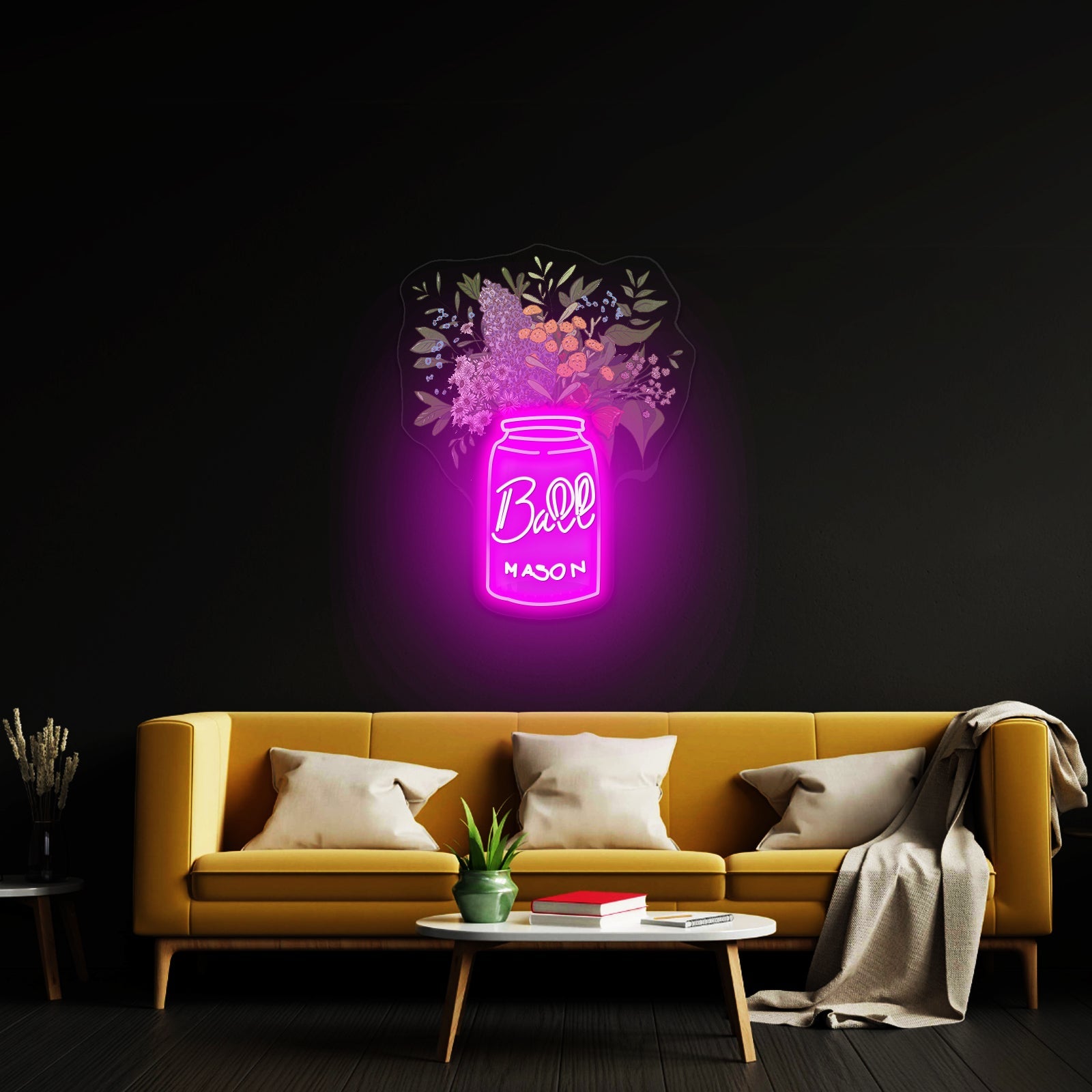 Mason Jar Floral Cottagecore Artwork Neon Bar Signs - Shineneon