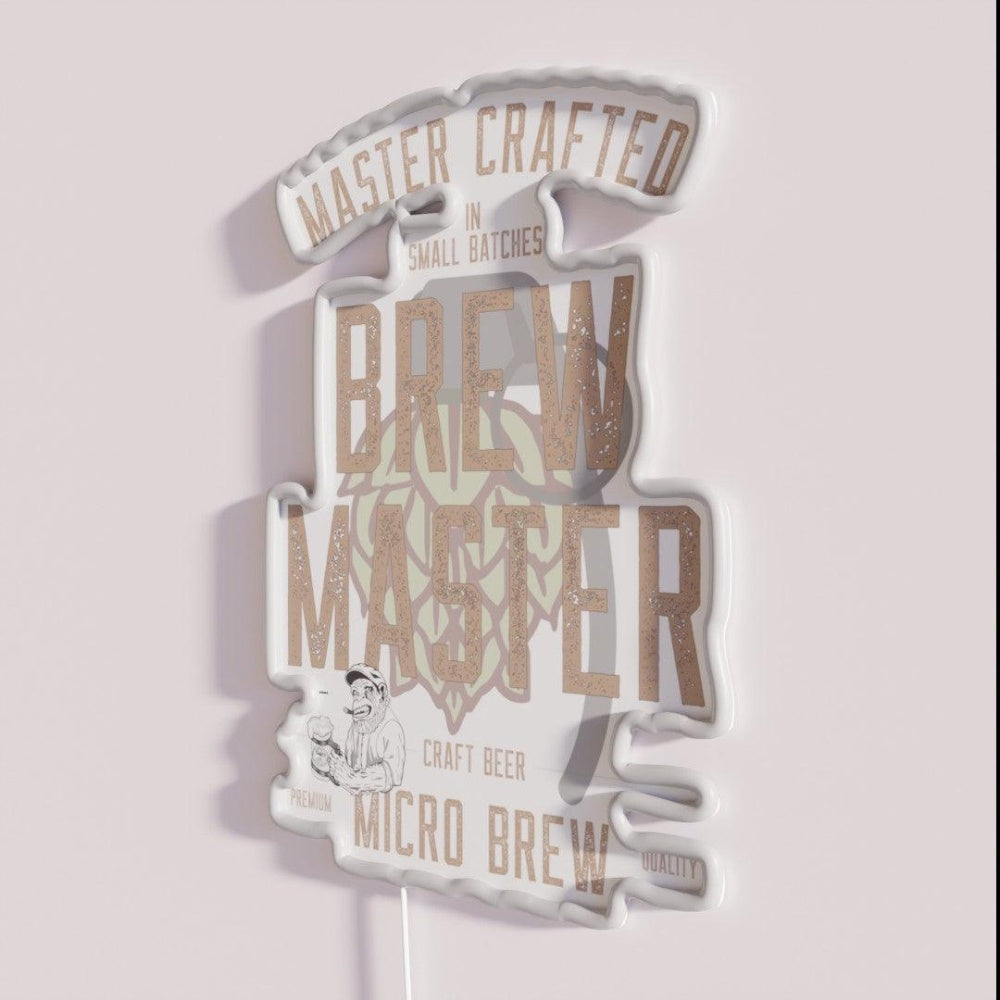 Master Brewer Rgb Led Neon Sign - Neon sign mounted on wall in room