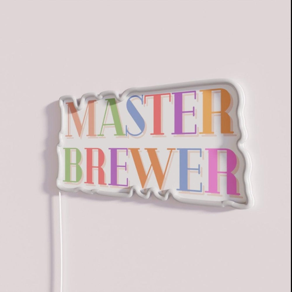 Master Brewer Rgb Led Neon Sign Bar Wall Decor - Neon sign mounted on wall in room