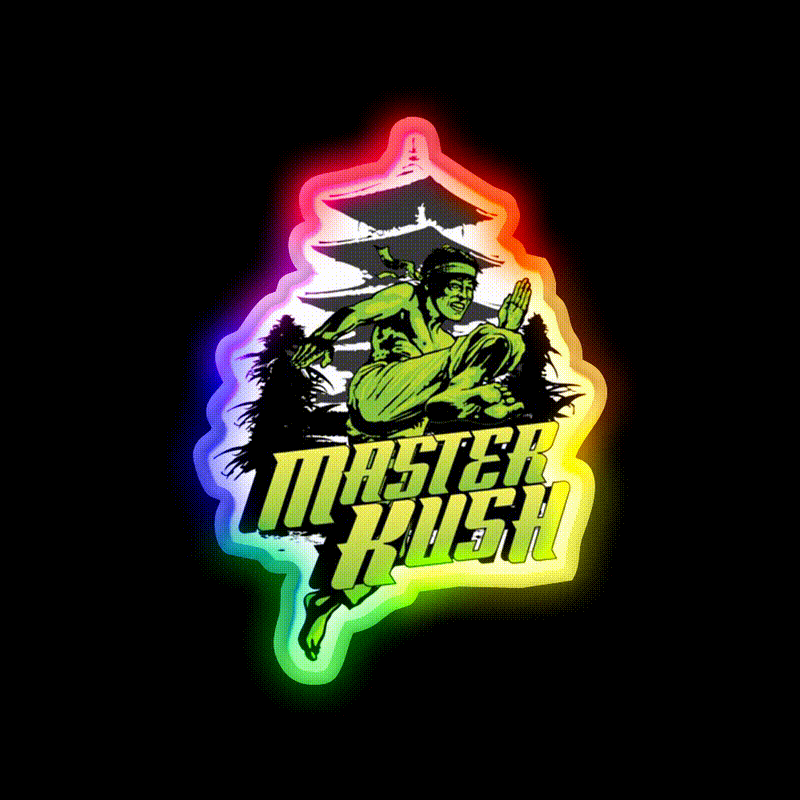 Master Kush Cannabisstrain Art Hemp Inspired Green Leaf Led Neon Sign Rgb Color - LED neon sign close-up detail