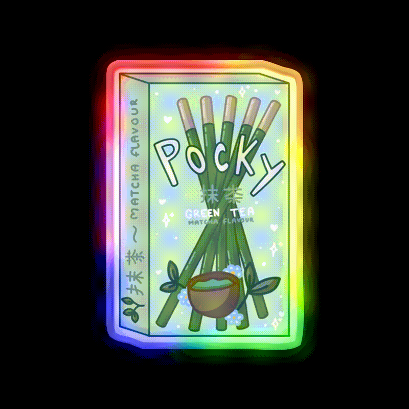 Matcha Pocky Snack Food Led Neon Sign Rgb Color - LED neon sign close-up detail
