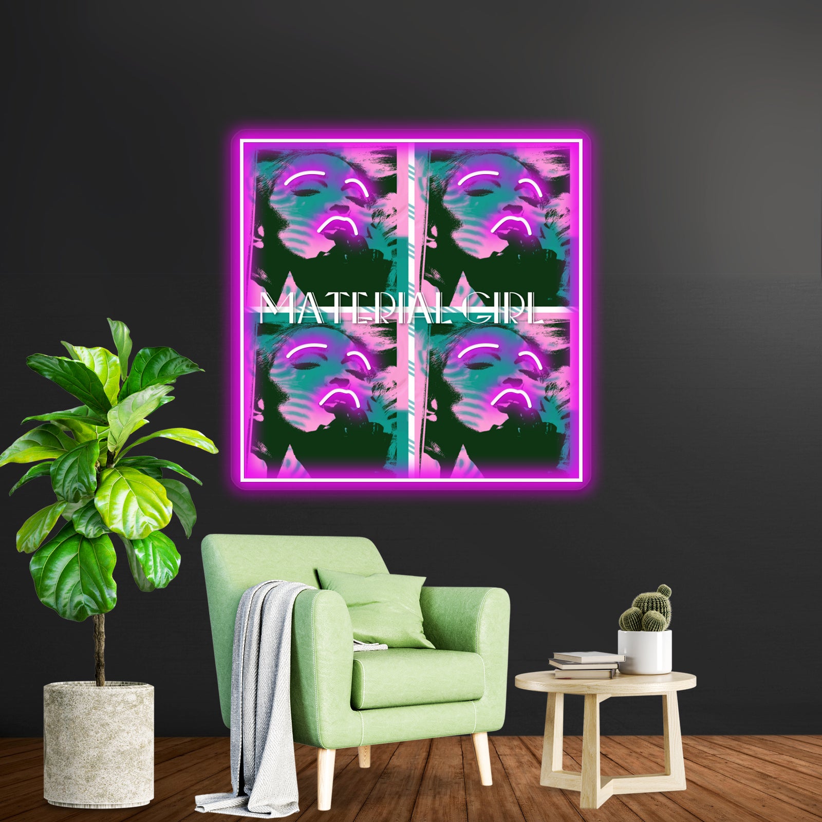 Material Girl Silhouette Pop Artwork Neon Wall Signs