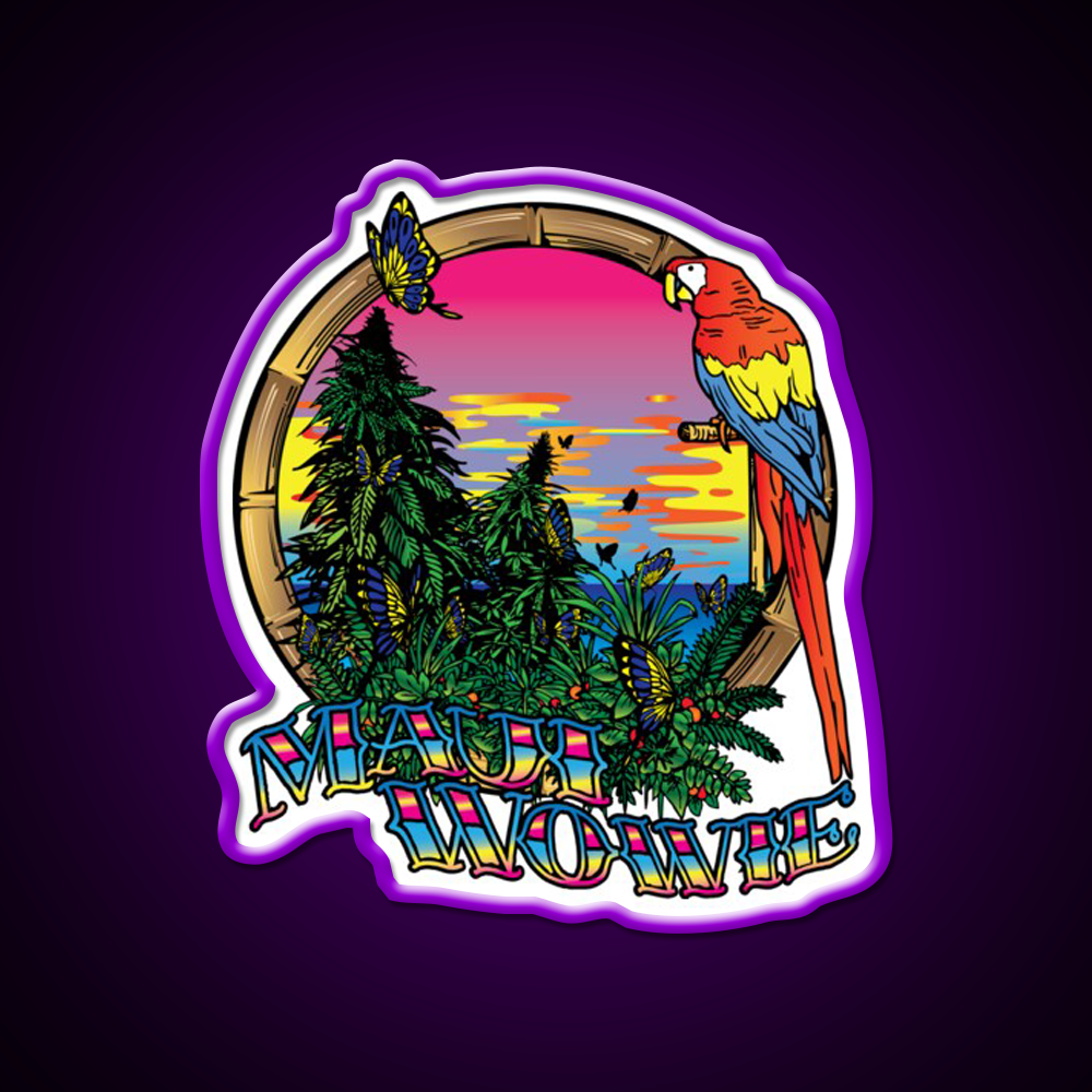 Maui Wowie Strain Art Hemp Inspired Green Leaf Led Neon Sign Rgb Color - LED neon sign view 9