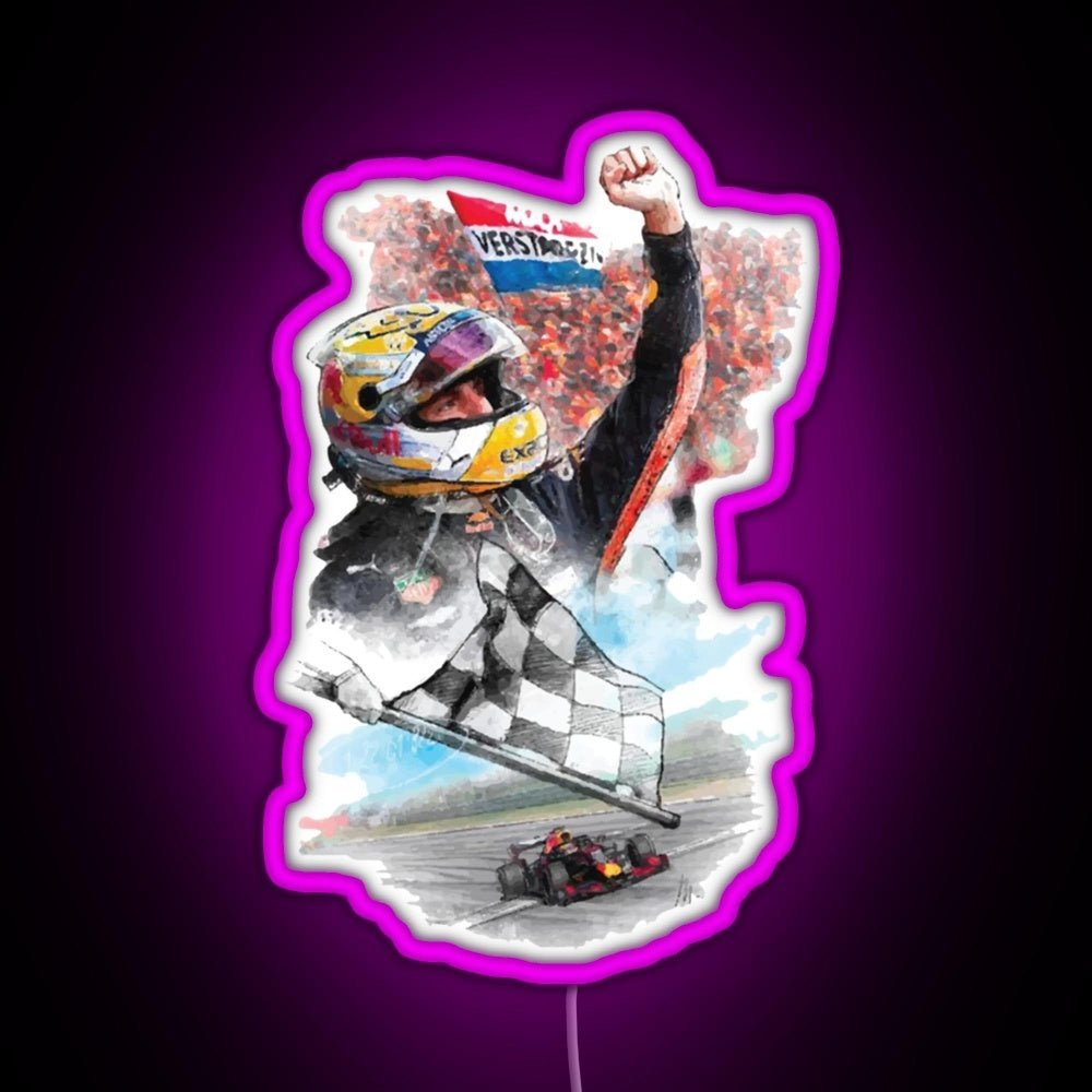 Max Verstappen Graphic Drawing F1 2021 Rgb Led Neon Sign Pop Wall Art - Shineneon