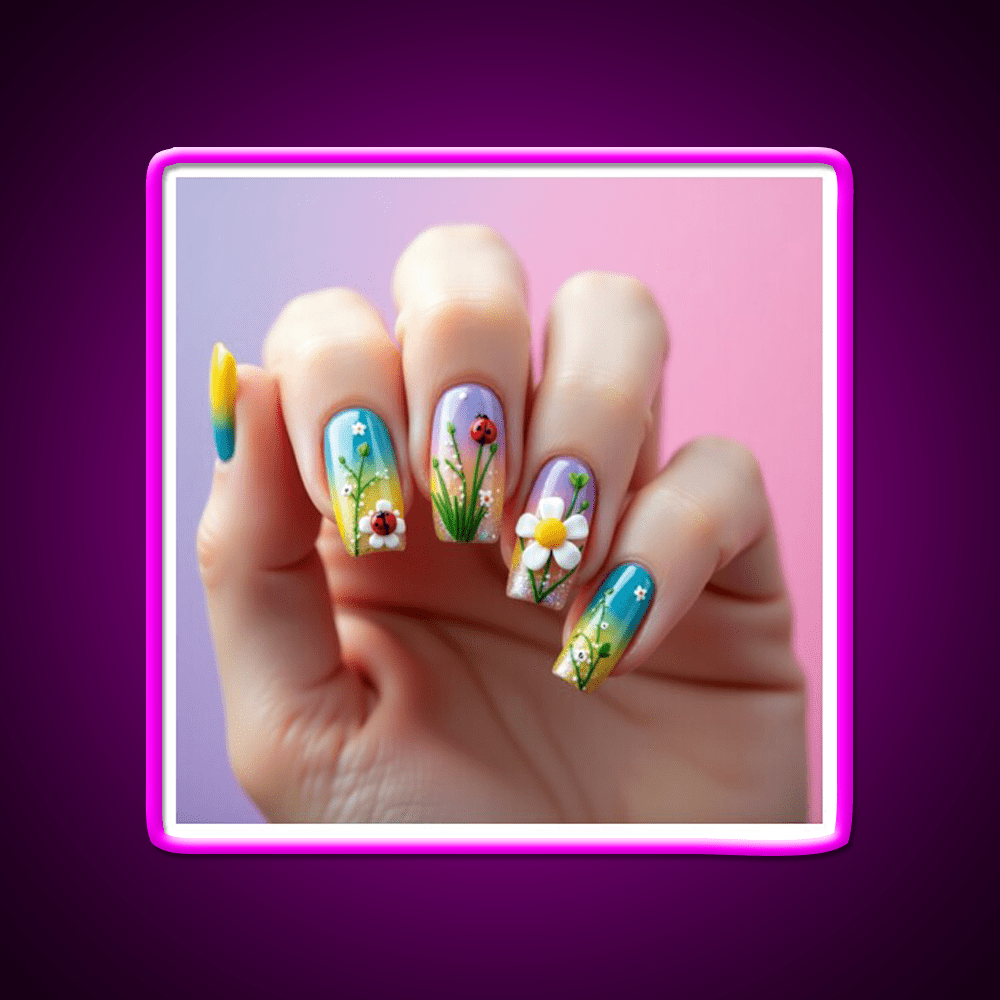 Maximalist Spring Nails 3D Rainbow Art Nail Salon Led Neon Sign Rgb Color - Shineneon