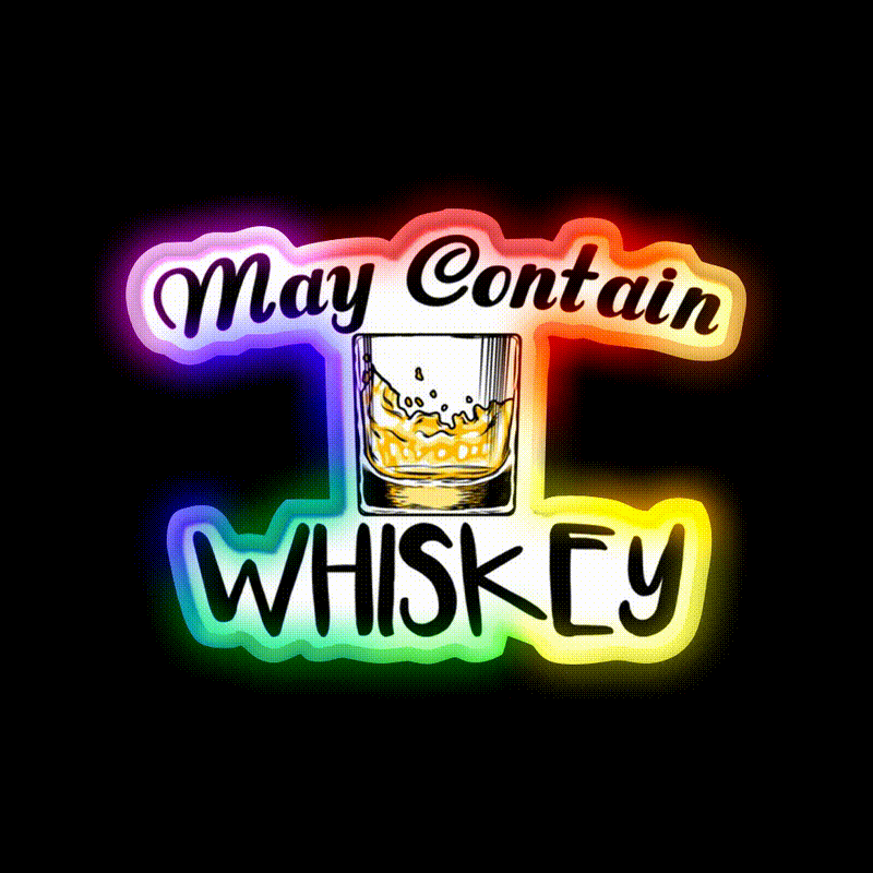 May Contain Whiskey Funny Gifts Whiskey Drink Bar Led Neon Sign Rgb Color