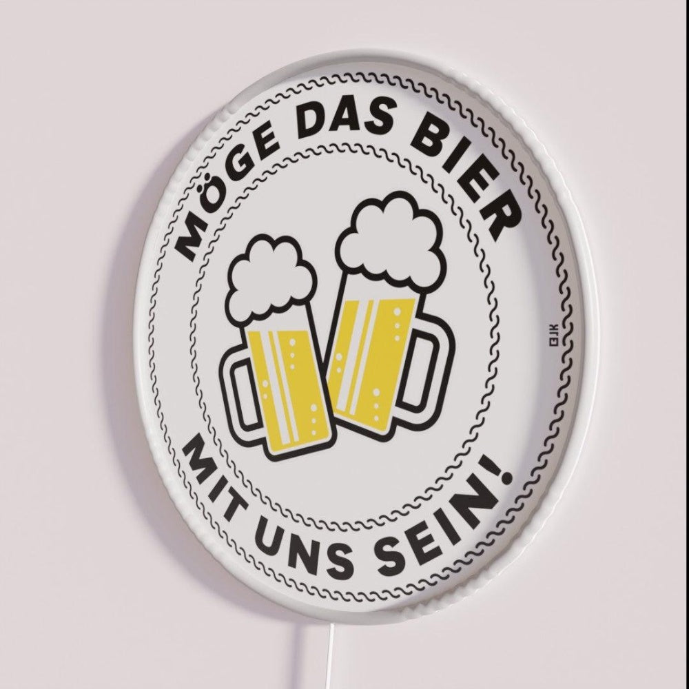 May The Beer Be With Us Saying 3c Pos Rgb Led Neon Sign - Neon sign mounted on wall in room