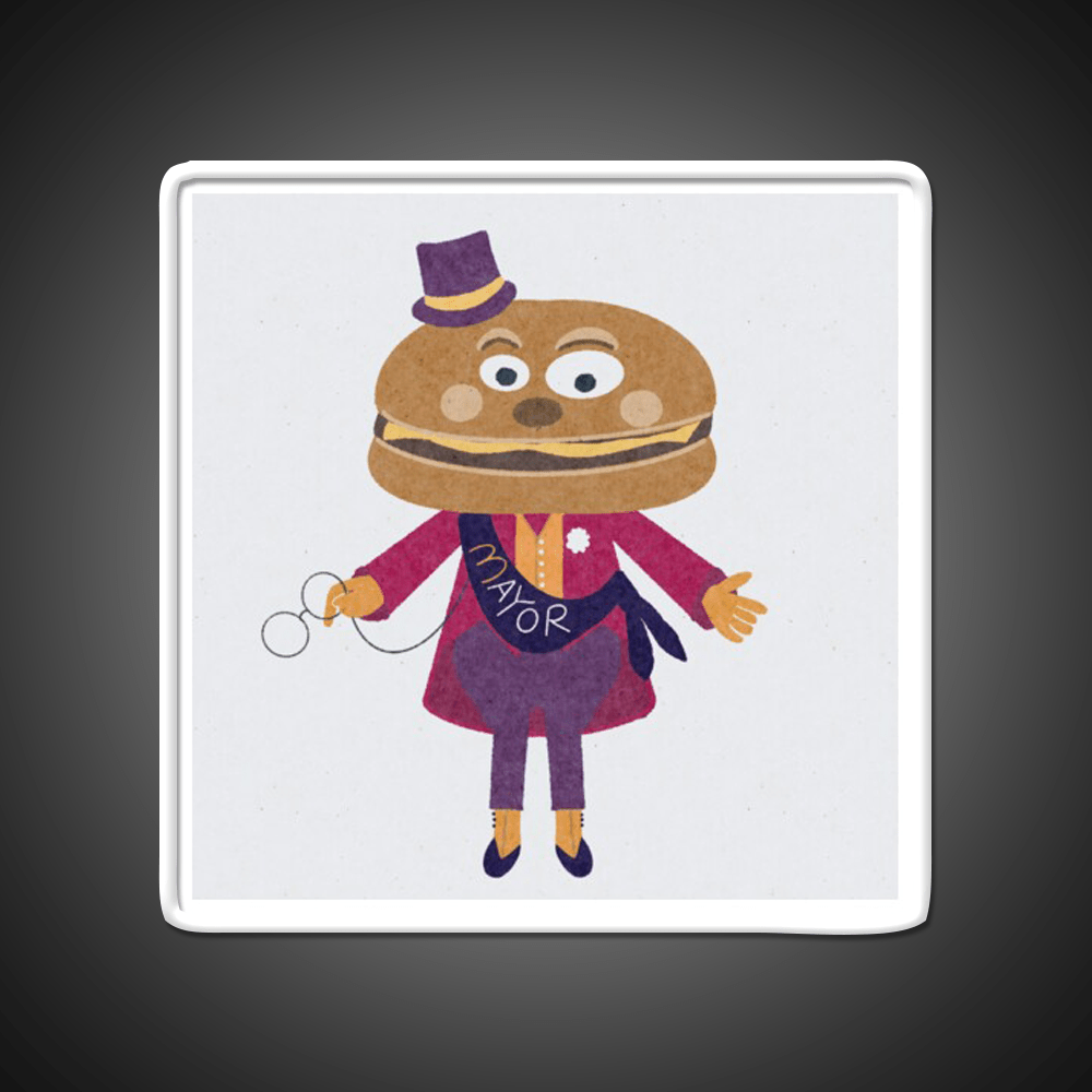 Mayor Mccheese Fast Food Led Neon Sign For Burger Place Rgb Color - Shineneon