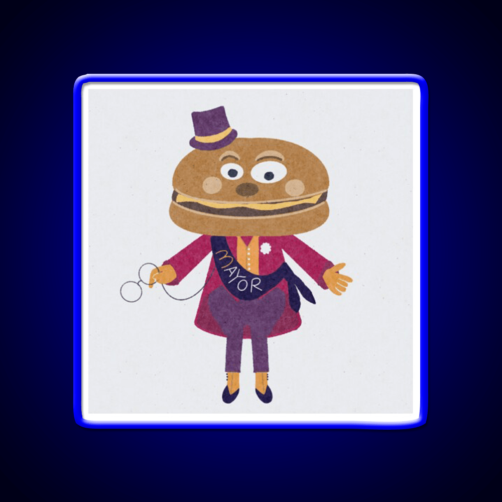 Mayor Mccheese Fast Food Led Neon Sign For Burger Place Rgb Color - Shineneon