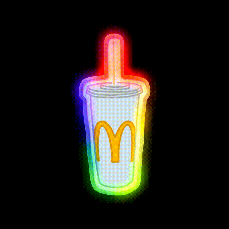 Mcdonalds Cup Fast Food Led Neon Sign For Burger Place Rgb Color - LED neon sign close-up detail