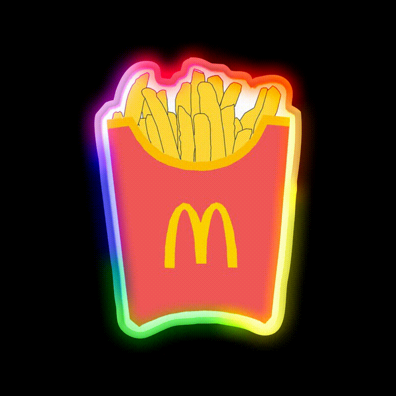 Mcdonalds Fries Fast Food Led Neon Sign For Burger Place Rgb Color - LED neon sign close-up detail