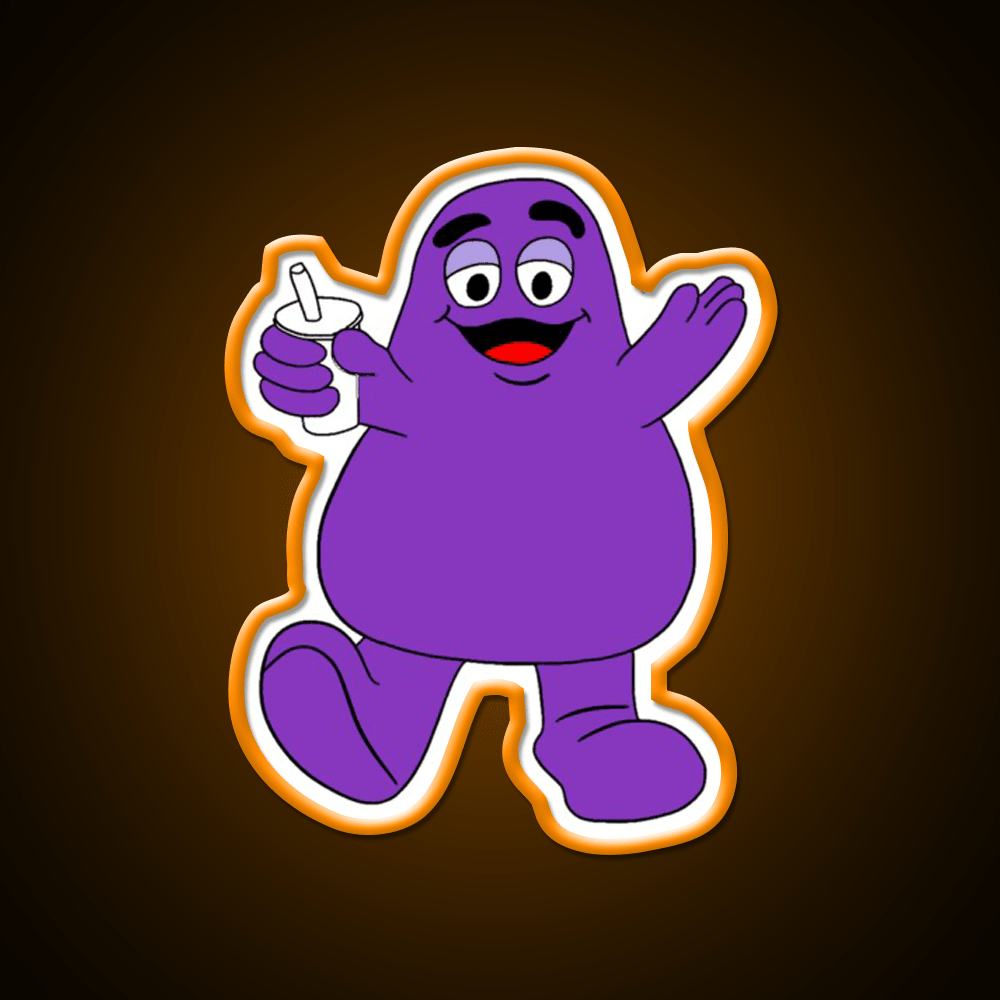 Mcdonalds Grimace Mascot Fast Food Led Neon Sign For Burger Place Rgb Color - Shineneon
